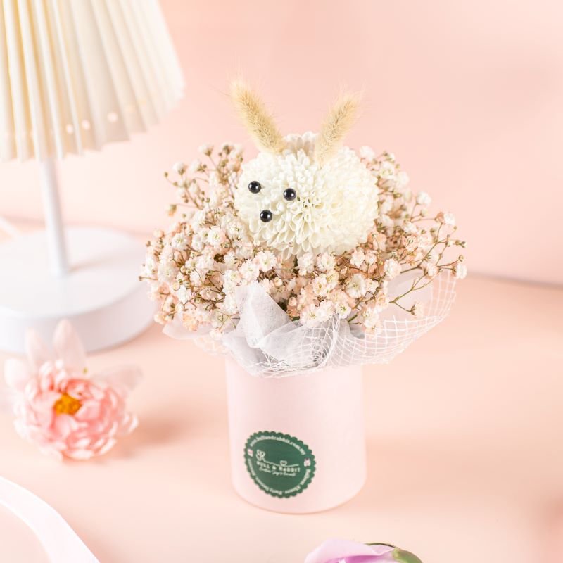Mini Bunny Flower Box + Lovey Dovey 10″ Bubble Balloon - Image 3